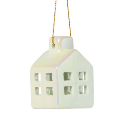 Hanger huisje keramiek – groen – 5.5×3.5×3.5 cm